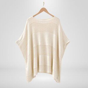NWT - Effortlessly Relaxed Ivory Knit Poncho - One Size